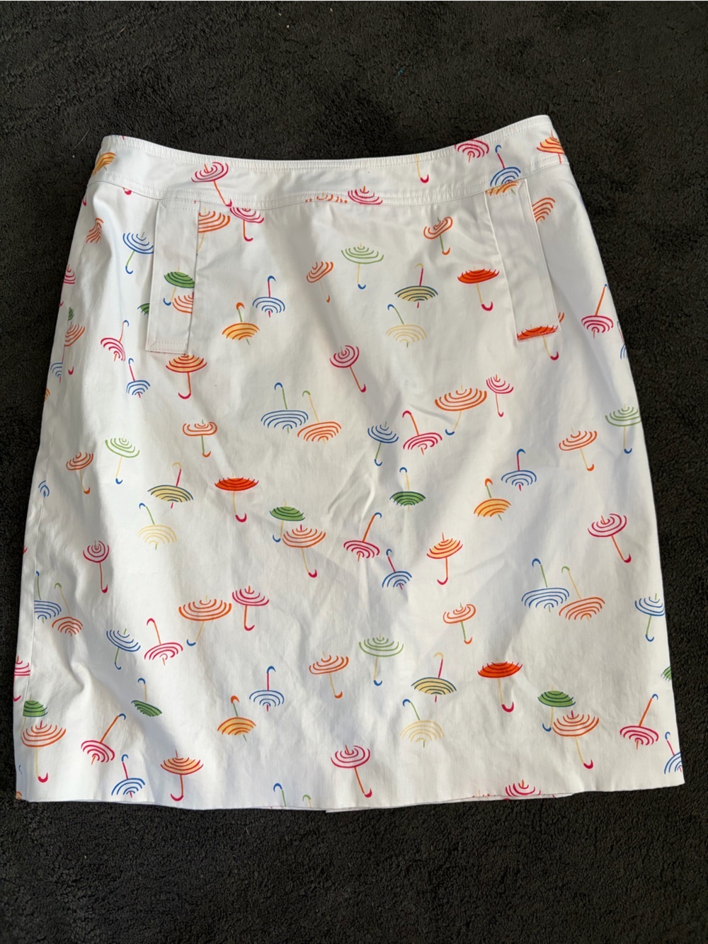 Vtg Talbots White Skirt with Colorful Umbrella Print 10